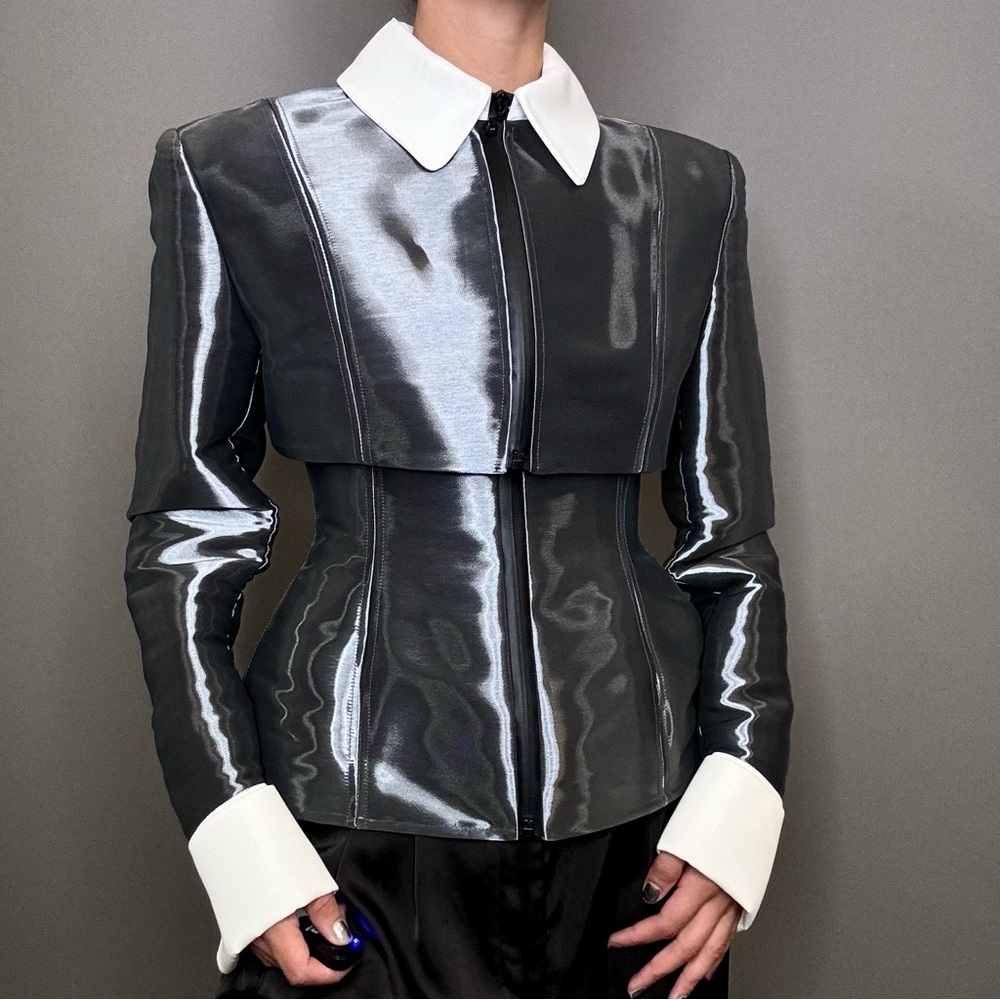 Liquid Silver Corset Vest and Jacket